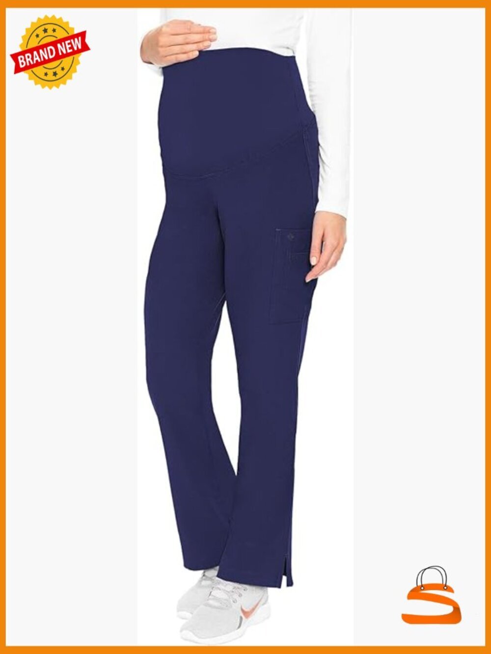 Maternity Scrub Pants 3 Pockets Straight Leg Side Vents